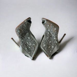 Brand New BCBG Ma Deedie boots Grey smoke Lace Mesh Satin 6